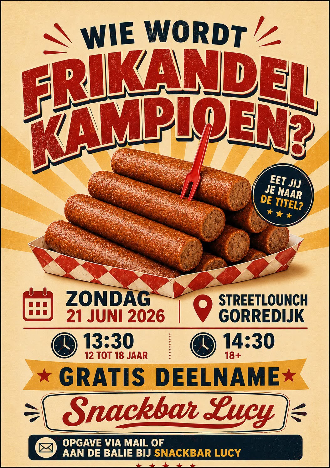 Wie wordt de Frikadellenkoning(in) van Gorredijk?
